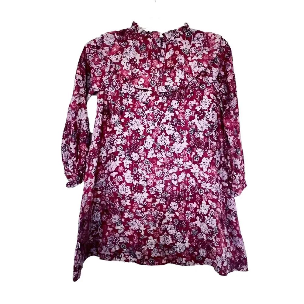 Molo Girls Clair Floral Ruffled Metallic Dress - Size 13/14